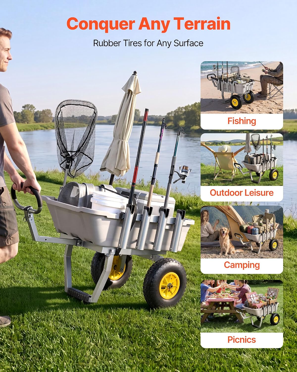 Beach Fishing Cart with 8 Rod  - Fishing Rod Holder 评论和价格